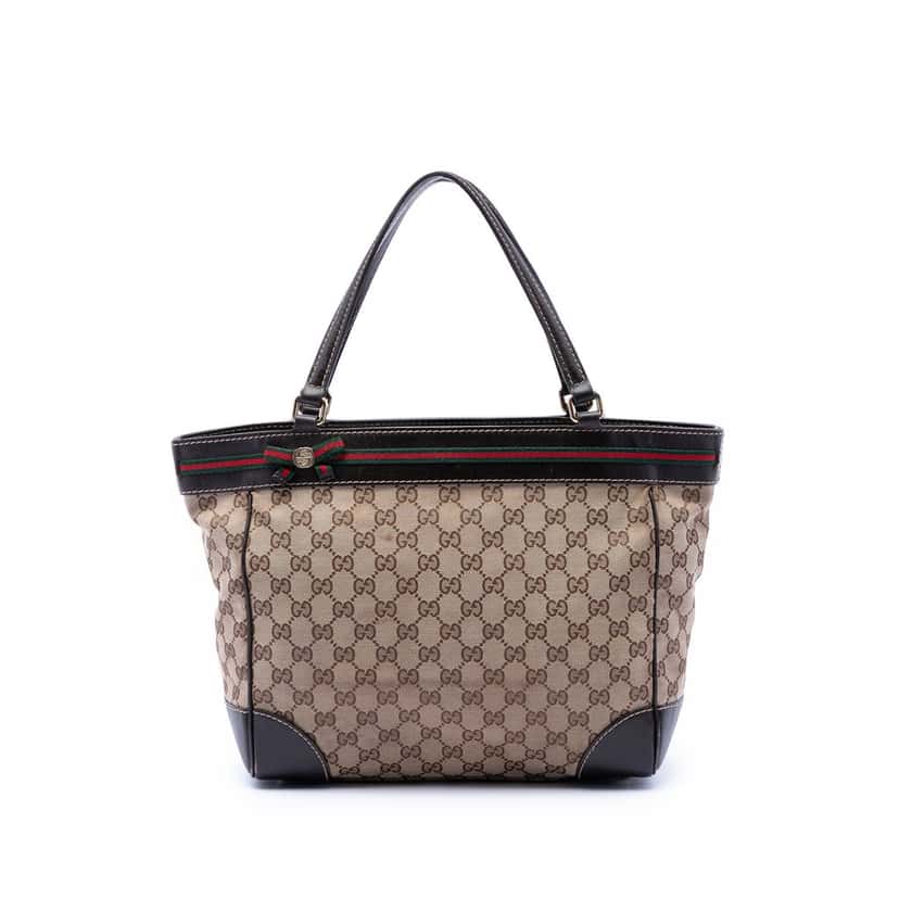 Gucci GG Canvas Web Mayfair Tote Beige Very good condition - Front View