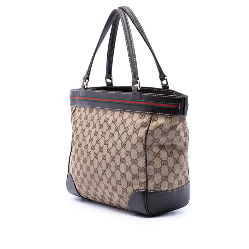 Gucci GG Canvas Web Mayfair Tote Beige Very good condition - Back View