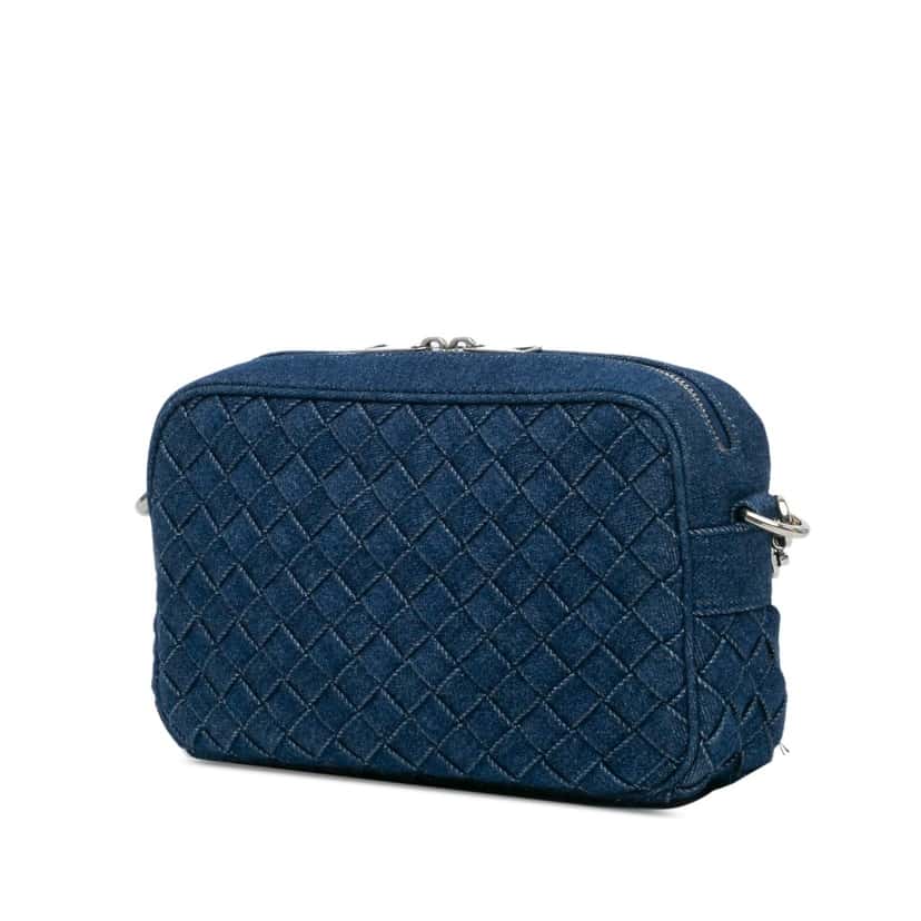 Bottega Veneta Small Denim Intreccio Camera Bag Blue Very good condition - Back View