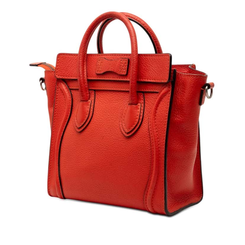 Celine Nano Leather Luggage Tote Orange Leather Very good condition - Back View