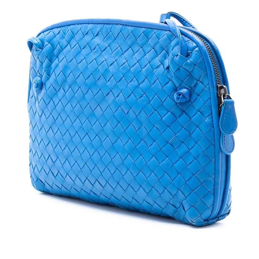 Bottega Veneta Nappa Intrecciato Nodini Crossbody Blue Leather Very good condition - Back View