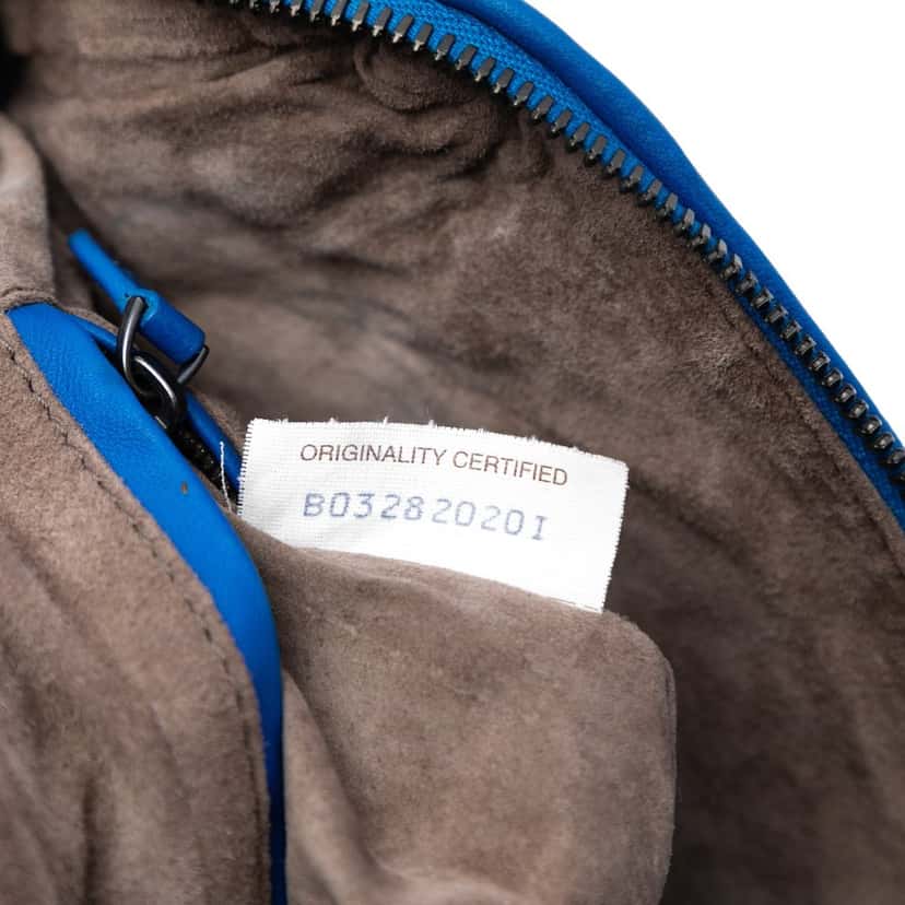 Bottega Veneta Nappa Intrecciato Nodini Crossbody Blue Leather Very good condition - Box View