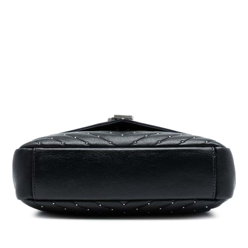 Saint Laurent Medium Quilted Chevron Studded Sheepskin College Satchel Black Leather Very good condition - Inside View