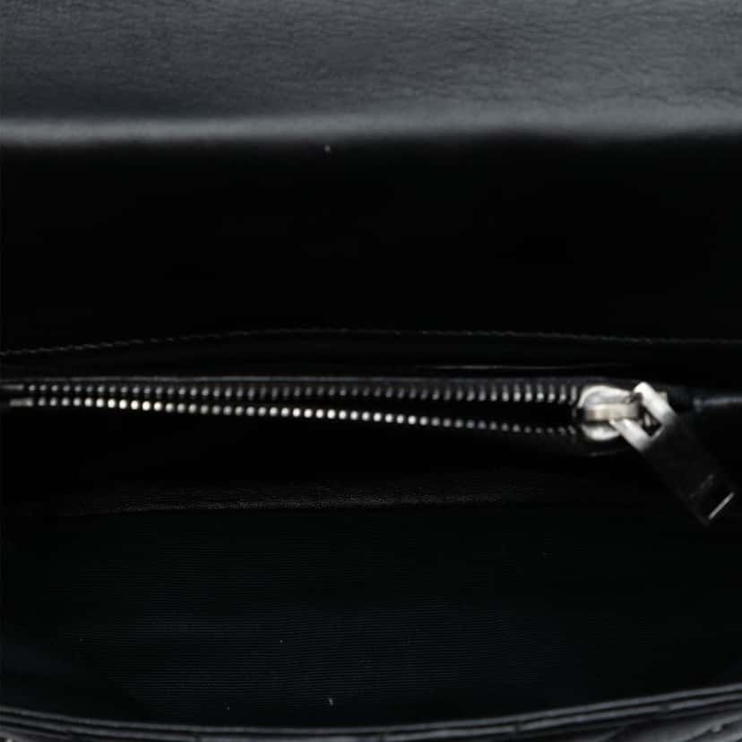 Saint Laurent Medium Quilted Chevron Studded Sheepskin College Satchel Black Leather Very good condition - Model View