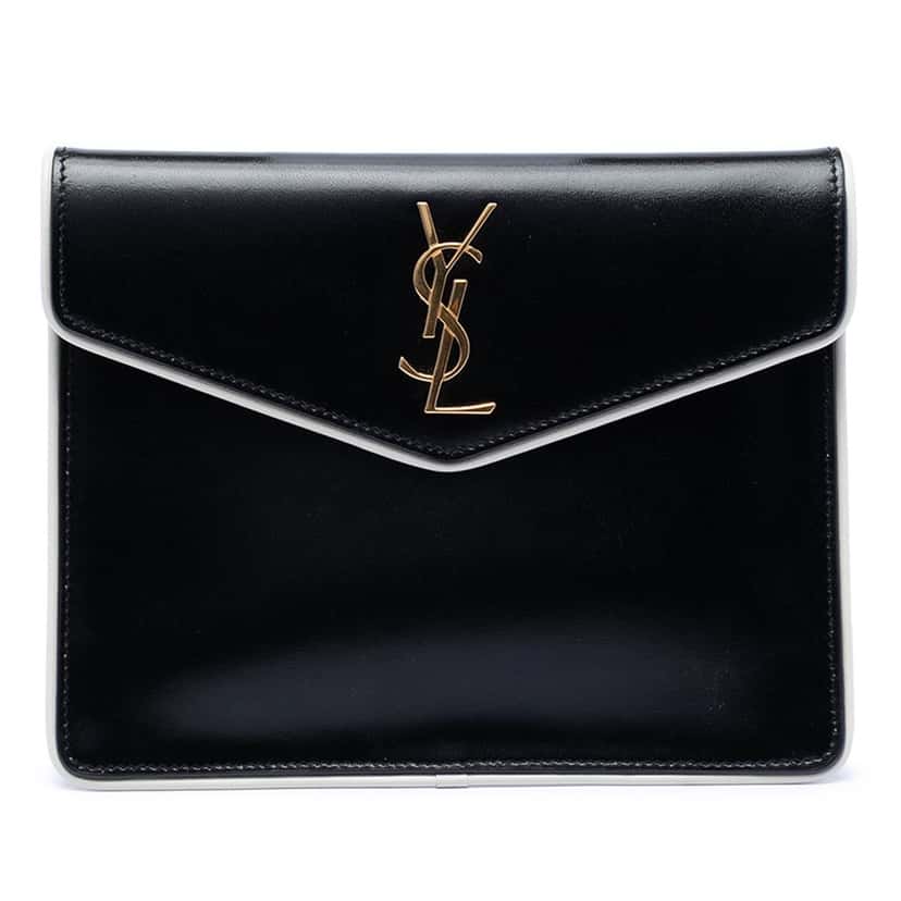 Saint Laurent Baby Smooth Shiny Calfskin Monogram Uptown Pouch Black Leather Very good condition - Front View