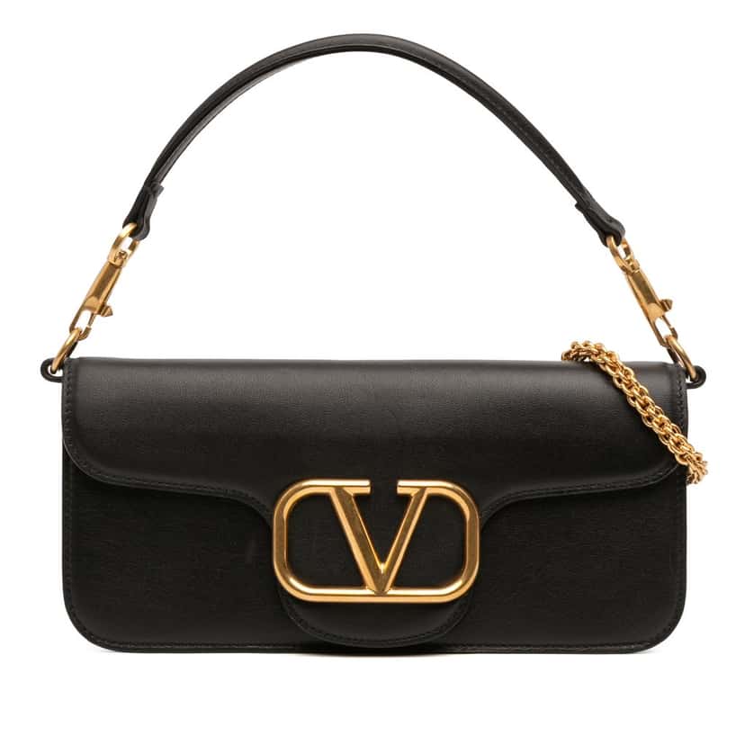 Valentino Calfskin VLogo Loco Satchel Black Leather Very good condition - Front View