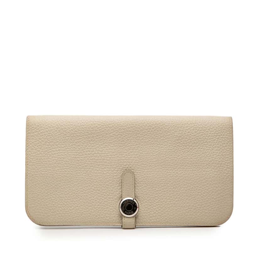 Hermès Togo Dogon Duo Wallet GM White Leather Very good condition - Front View