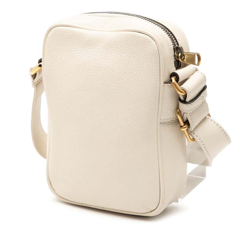 Gucci Mini Grained Calfskin Logo Crossbody White Leather Very good condition - Back View