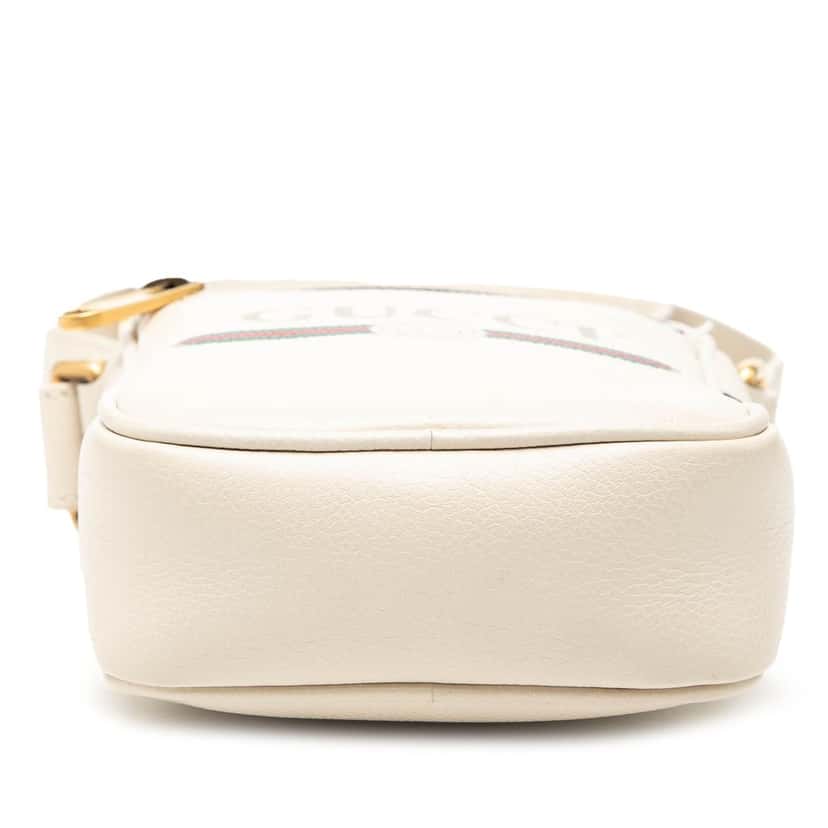 Gucci Mini Grained Calfskin Logo Crossbody White Leather Very good condition - Inside View