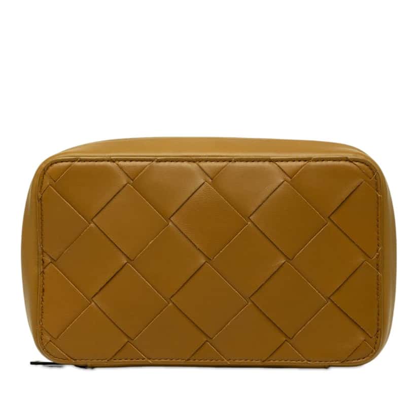 Bottega Veneta Nappa Maxi Intrecciato Zippered Pouch Brown Leather Very good condition - Front View