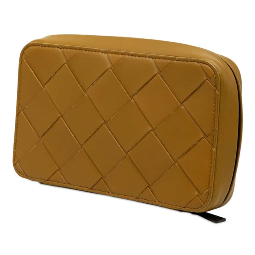 Bottega Veneta Nappa Maxi Intrecciato Zippered Pouch Brown Leather Very good condition - Back View