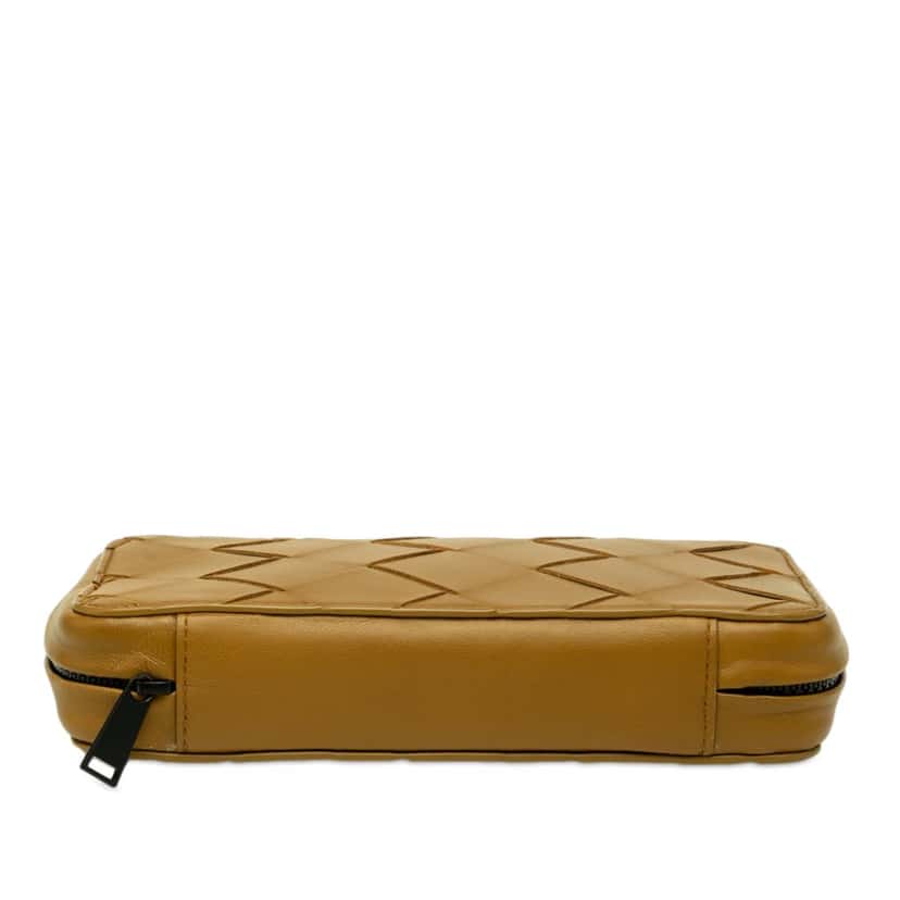 Bottega Veneta Nappa Maxi Intrecciato Zippered Pouch Brown Leather Very good condition - Inside View