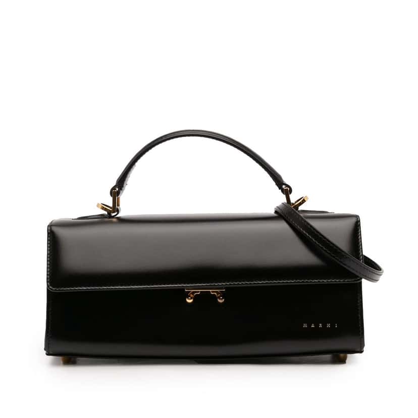 Marni Medium Smooth Calfskin Relativity Handbag Black Leather Very good condition - Front View
