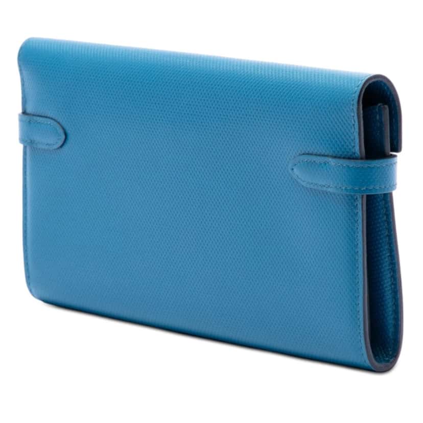 Hermès Grain d H Kelly Longue Wallet Blue Leather Very good condition - Back View