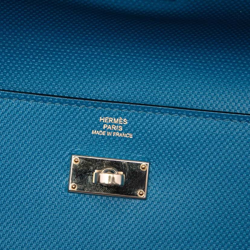 Hermès Grain d H Kelly Longue Wallet Blue Leather Very good condition - Box View