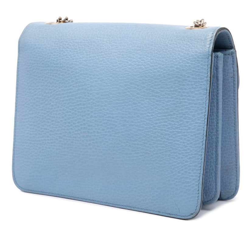 Gucci Small Dollar Calfskin Interlocking G Crossbody Blue Leather Very good condition - Back View