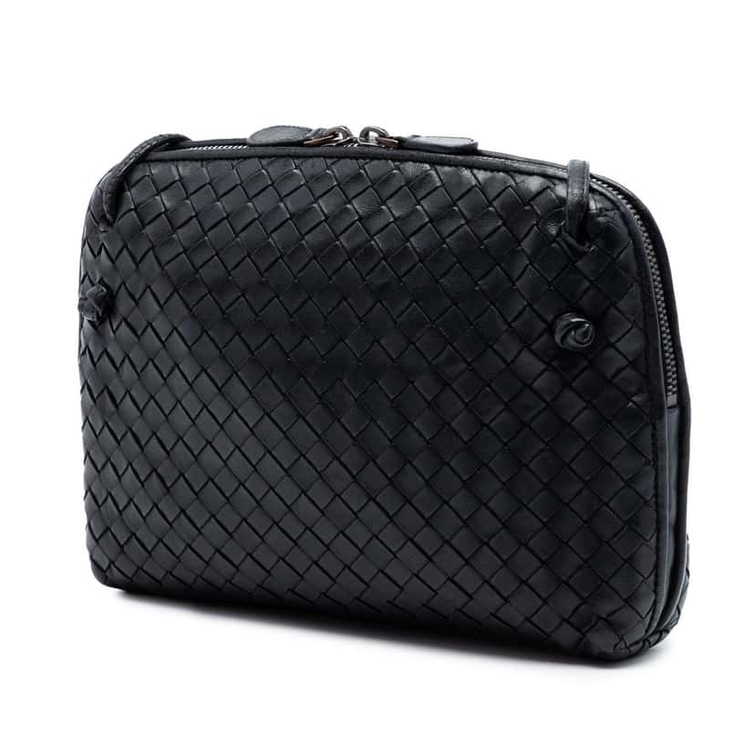 Bottega Veneta Nappa Intrecciato Nodini Crossbody Black Leather Very good condition - Back View