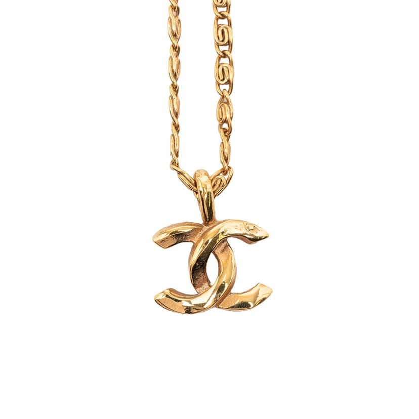 Chanel CC Gold Plated Pendant Necklace Gold Metal Very good condition - Back View