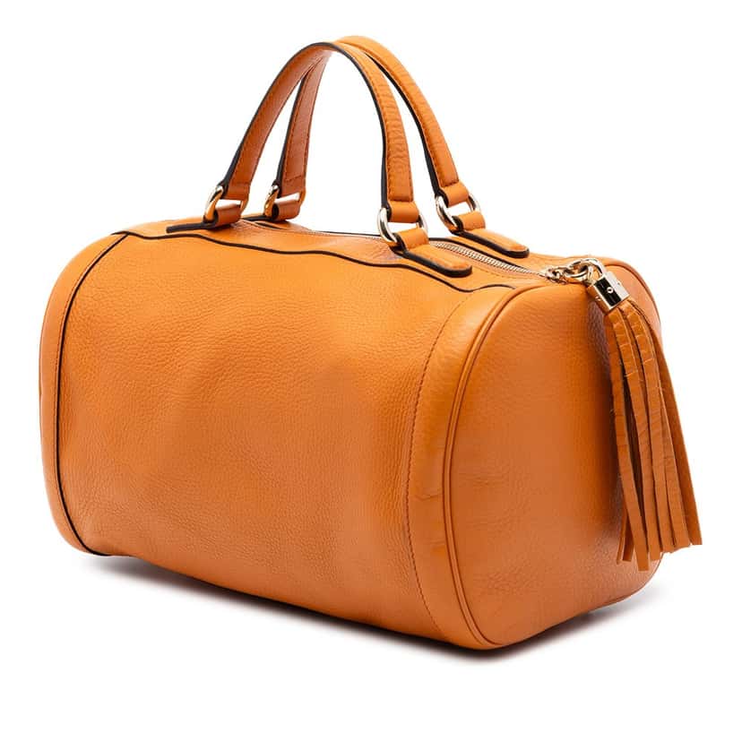 Gucci Medium Pebbled Calfskin Soho Boston Bag Orange Leather Very good condition - Back View