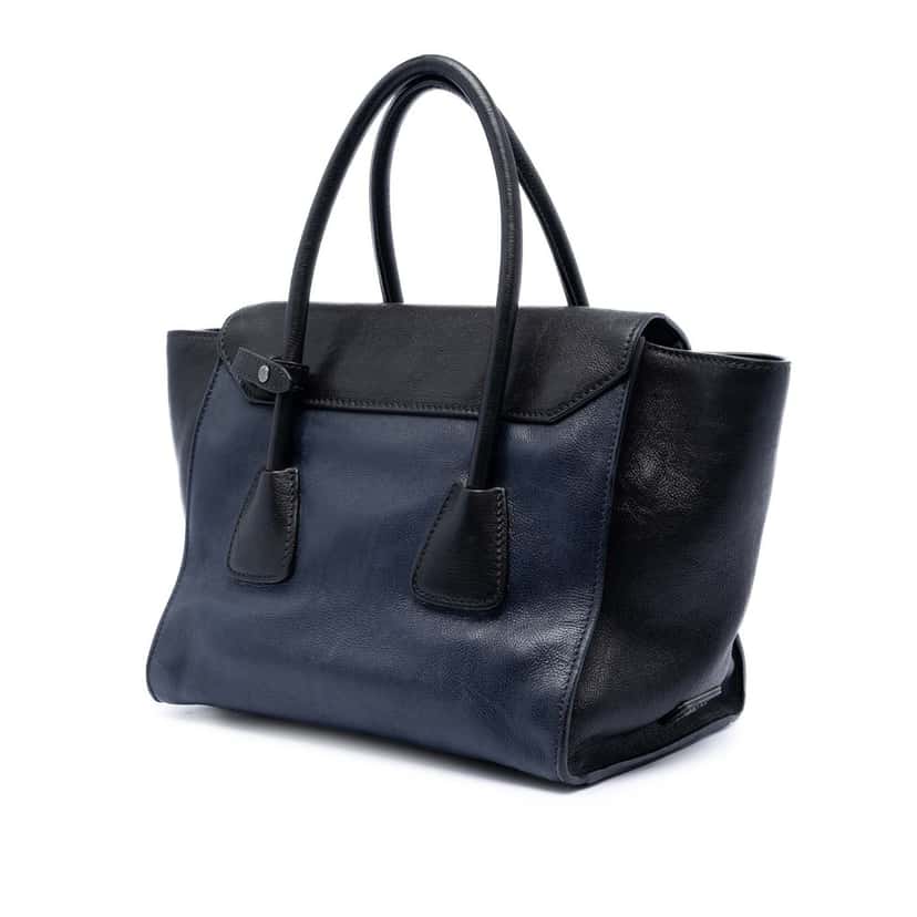 Prada Bicolor Glace Calf Sound Lock Satchel Blue Leather Very good condition - Back View