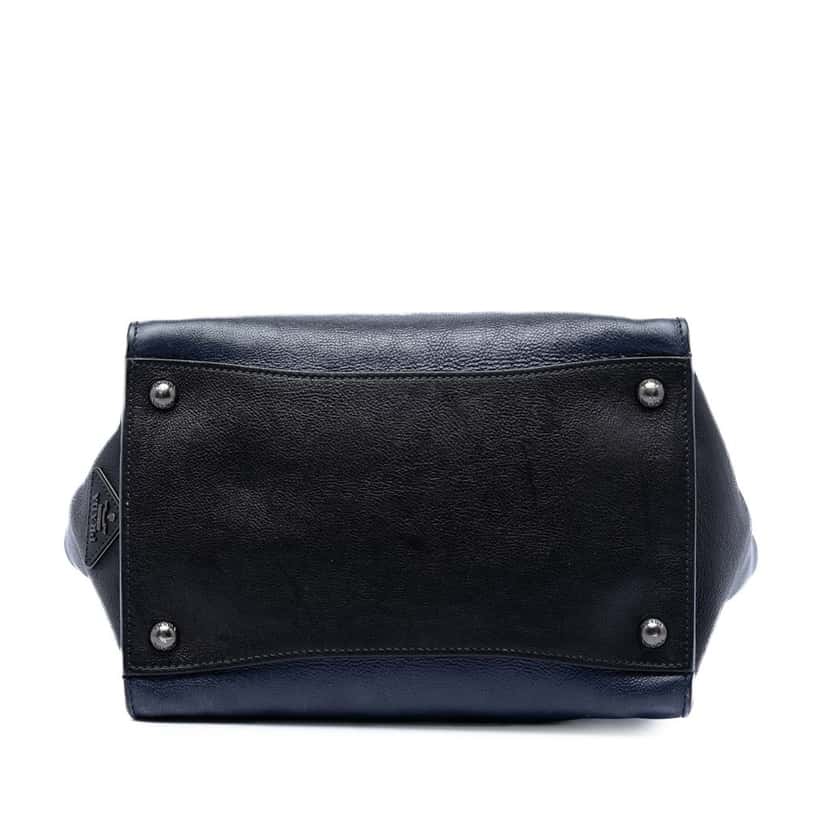 Prada Bicolor Glace Calf Sound Lock Satchel Blue Leather Very good condition - Inside View