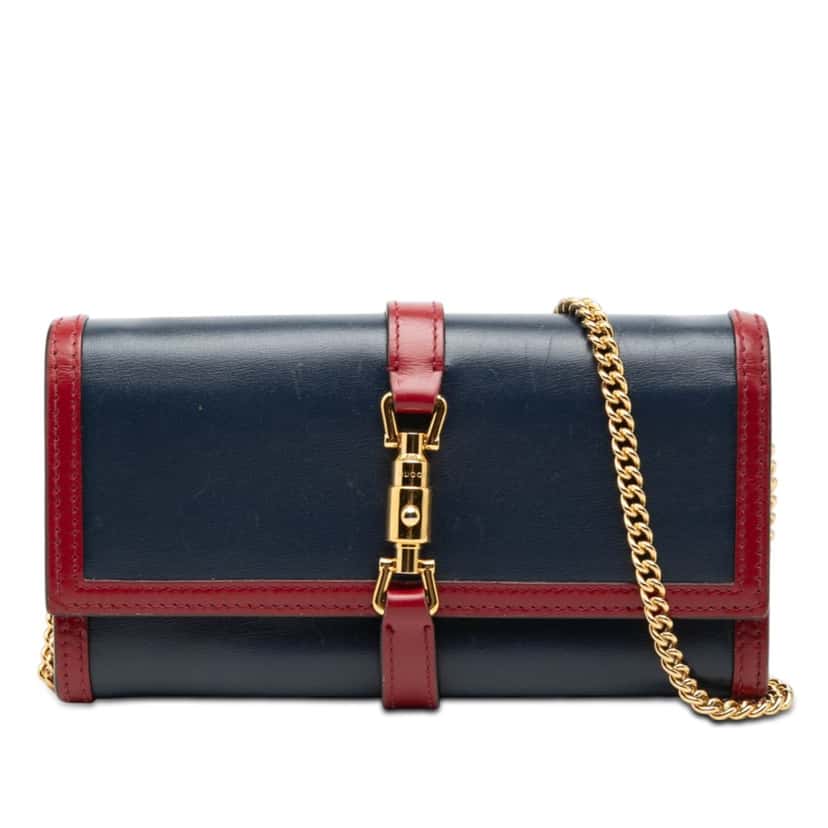 Gucci Bicolor Calfskin Jackie 1961 Wallet On Chain Blue Leather Very good condition - Front View