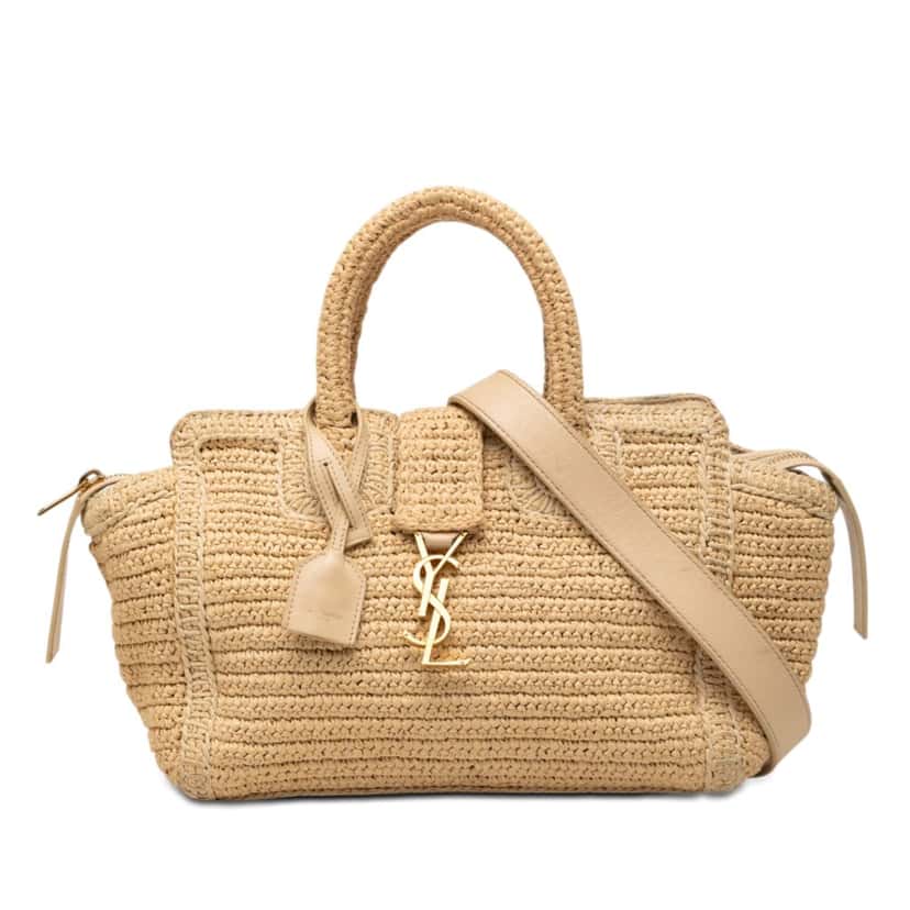 Saint Laurent Baby Raffia Monogram Downtown Cabas Beige Very good condition - Front View