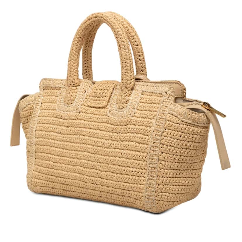 Saint Laurent Baby Raffia Monogram Downtown Cabas Beige Very good condition - Back View