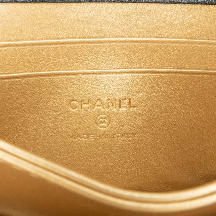 Chanel Quilted Calfskin Strass Card Holder On Chain Black Leather Very good condition - Box View
