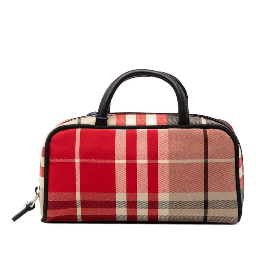 Burberry Plaid Canvas Handbag Red Very good condition - Front View