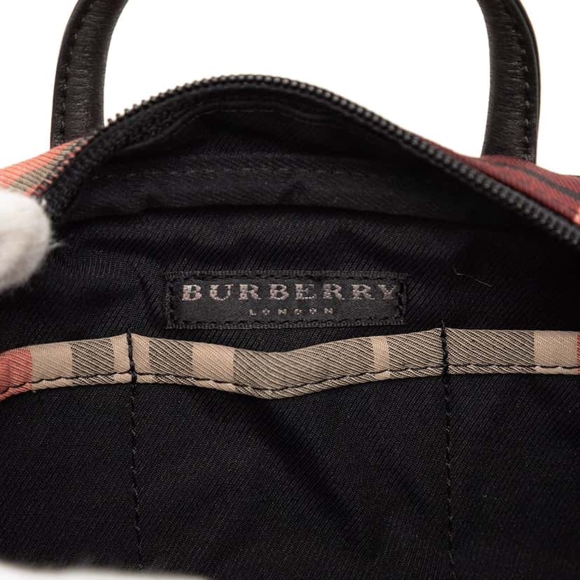 Burberry Plaid Canvas Handbag Red Very good condition - Box View