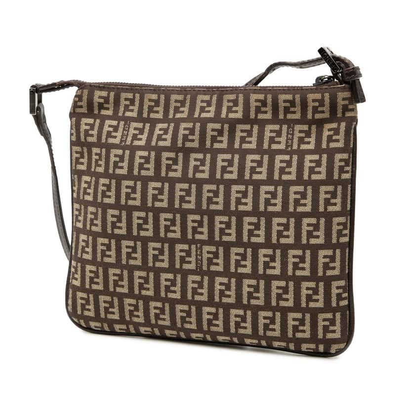 Fendi Zucchino Canvas Crossbody Brown Very good condition - Back View