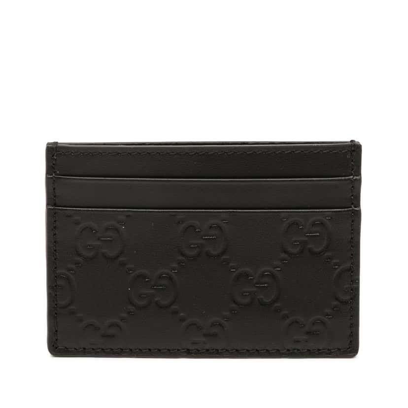 Gucci Guccissima Card Holder Black Leather Never worn - Front View