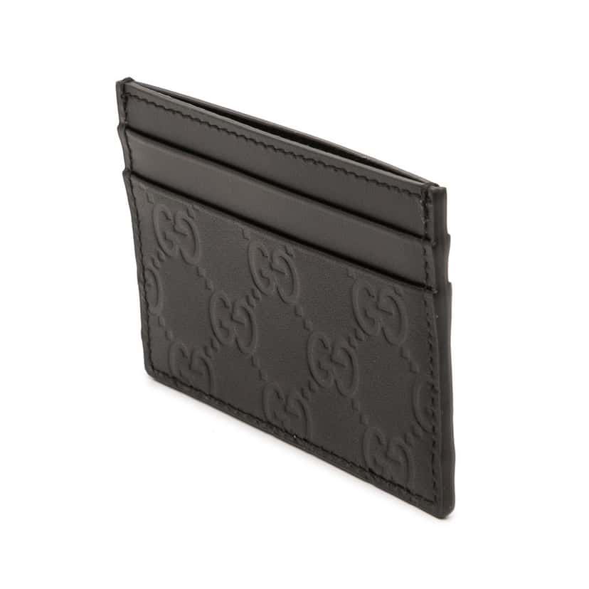 Gucci Guccissima Card Holder Black Leather Never worn - Back View