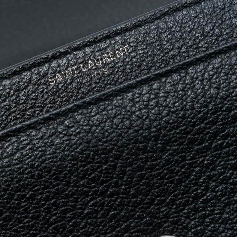 Saint Laurent Medium Grained Calfskin Guitar Strap Monogram Sunset Crossbody Black Leather Very good condition - Box View