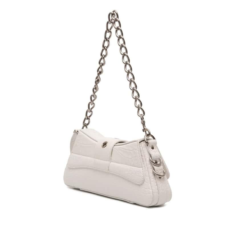 Balenciaga Small Croc Embossed Leather Lindsay Satchel White Leather Very good condition - Back View
