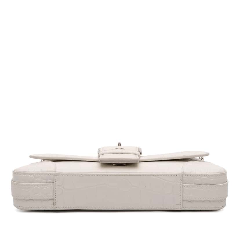 Balenciaga Small Croc Embossed Leather Lindsay Satchel White Leather Very good condition - Inside View