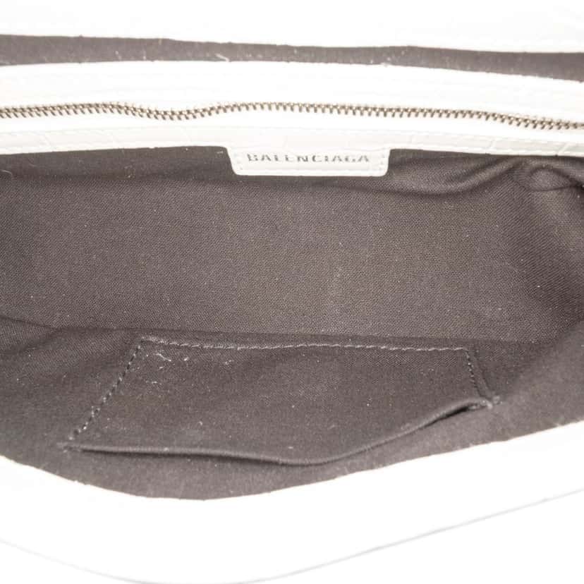 Balenciaga Small Croc Embossed Leather Lindsay Satchel White Leather Very good condition - Model View
