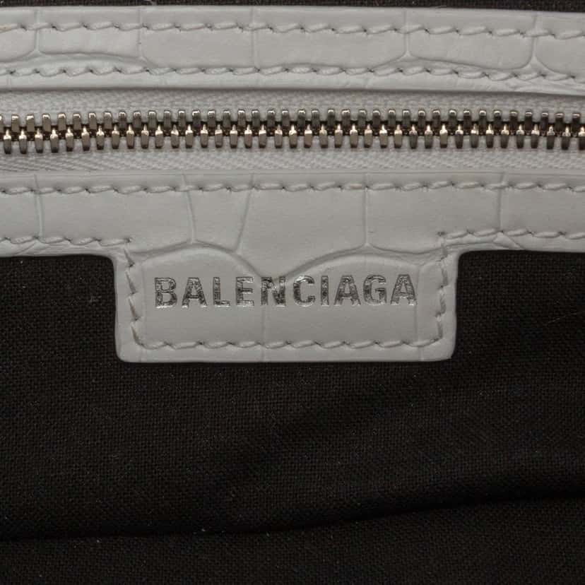Balenciaga Small Croc Embossed Leather Lindsay Satchel White Leather Very good condition - Box View