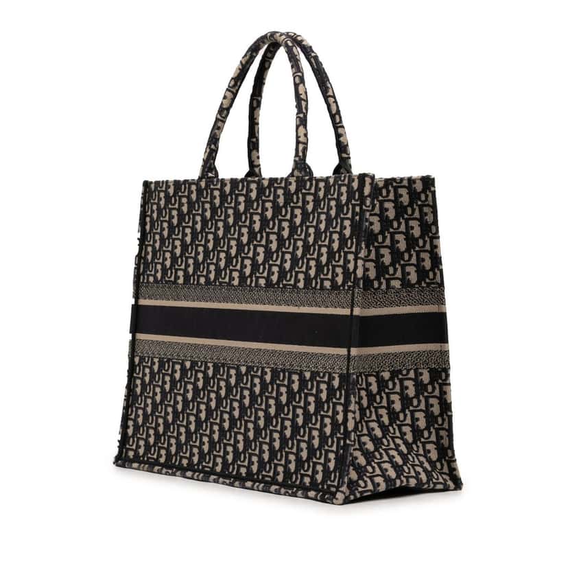 Dior Large Oblique Embroidered Canvas Book Tote Blue Very good condition - Back View