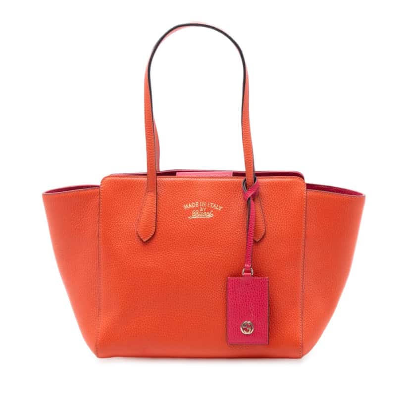Gucci Small Leather Swing Tote Orange Leather Very good condition - Front View