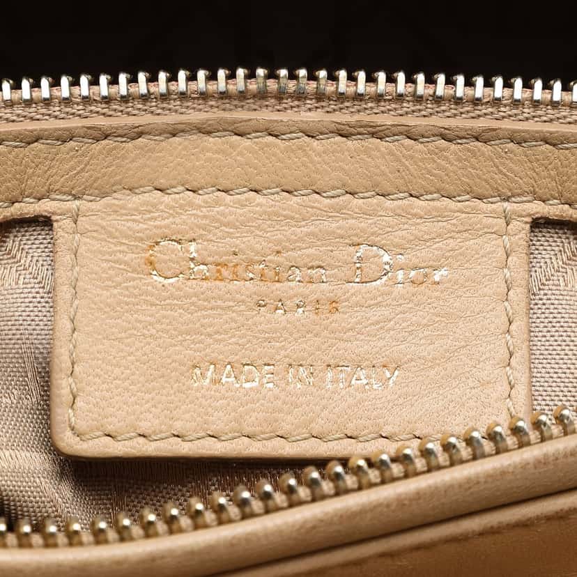 Dior Large Lambskin Cannage Lady Dior Beige Leather Very good condition - Box View