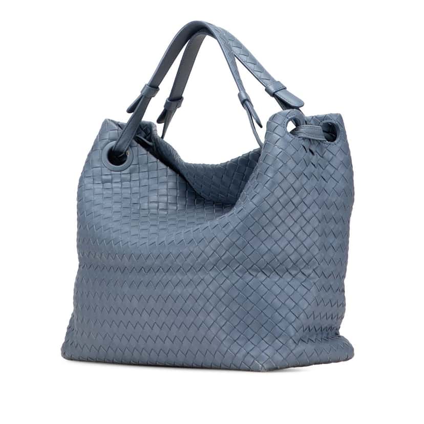 Bottega Veneta Medium Nappa Intrecciato Garda Tote Blue Leather Good condition - Back View