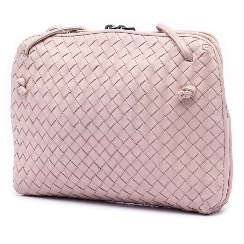Bottega Veneta Nappa Intrecciato Nodini Crossbody Pink Leather Very good condition - Back View