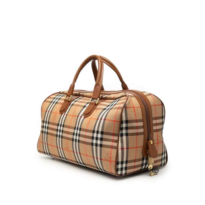 Burberry Haymarket Check Canvas Travel Bag Beige Very good condition - Back View
