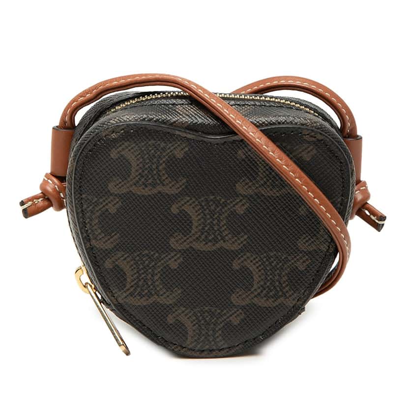 Celine Micro Triomphe Coated Canvas Heart Crossbody Brown Very good condition - Front View