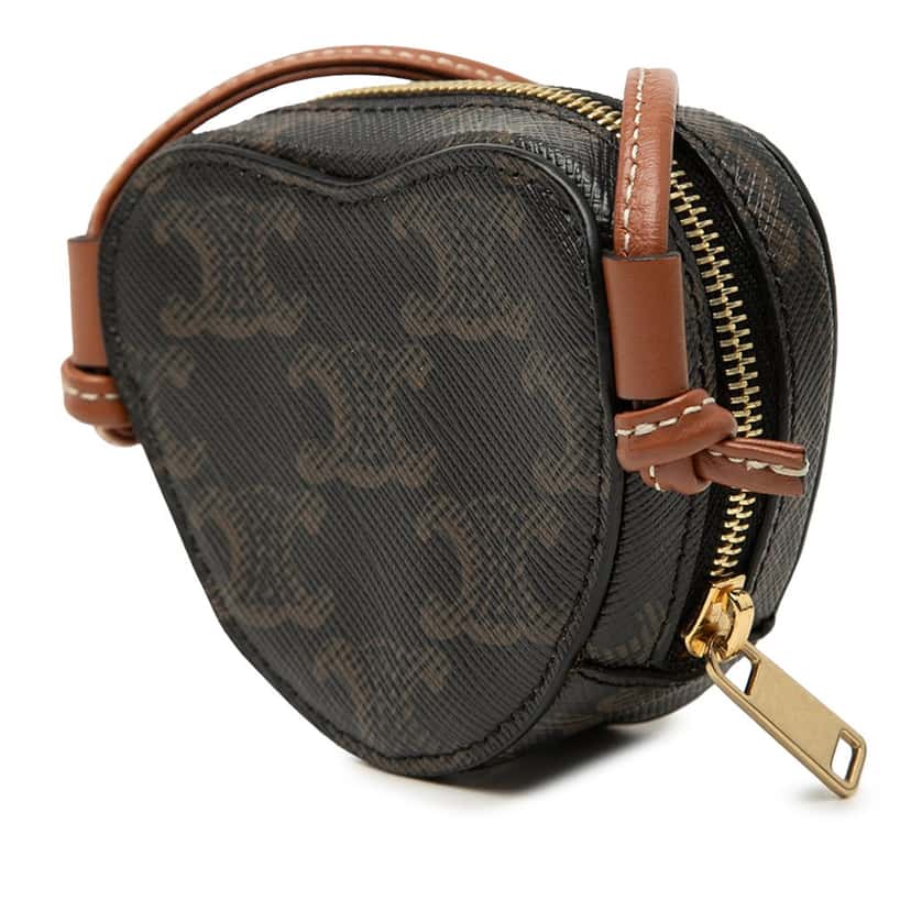 Celine Micro Triomphe Coated Canvas Heart Crossbody Brown Very good condition - Back View