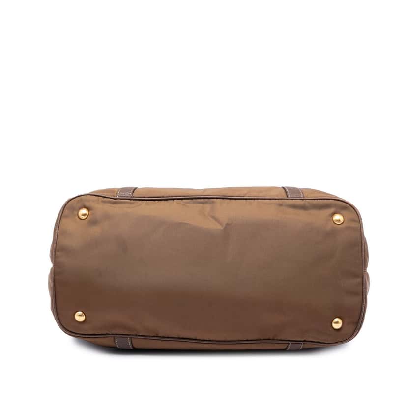 Prada Vitello Daino Trimmed Tessuto Satchel Brown Very good condition - Inside View