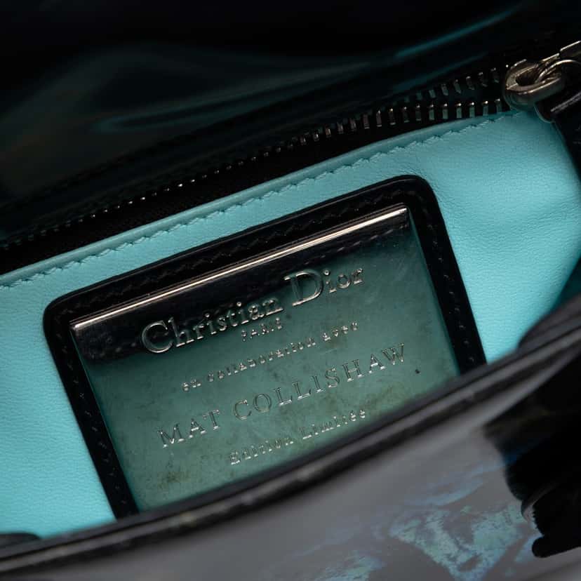 Dior Limited Edition Mat Collishaw Lady Art Mini Calfskin Butterfly Lady Dior Black Leather Very good condition - Box View