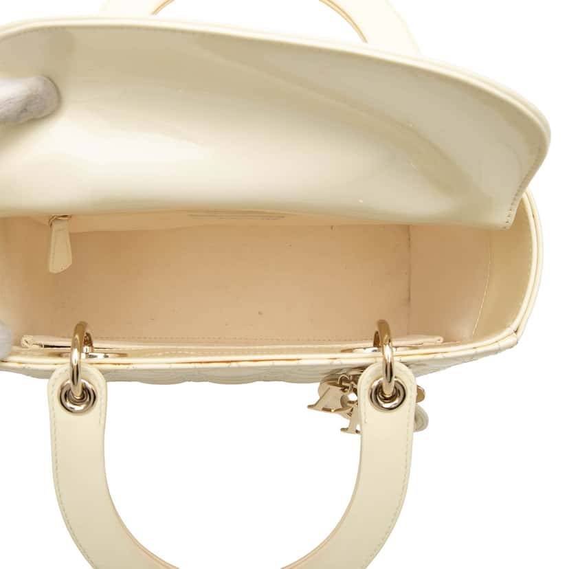 Dior Medium Patent Cannage Lady Dior White Leather Very good condition - Model View